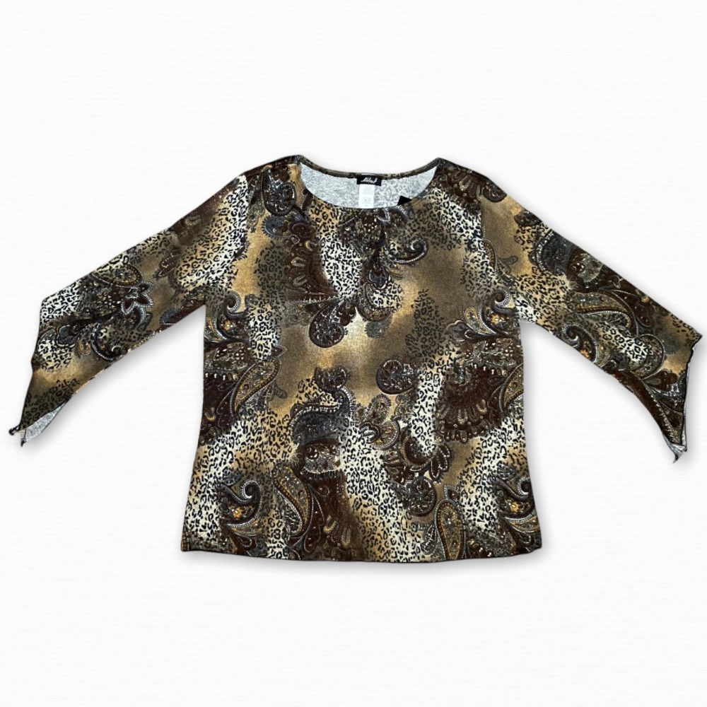 Ashley J Women’s Animal Print 3/4 Sleeve Blouse Size 1XL NWT